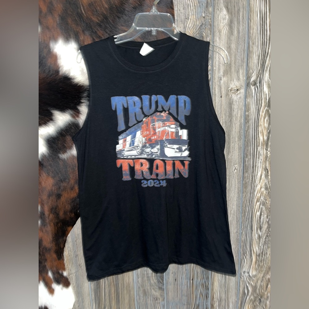 NWOT size large Trump train 2024 black sleeveless unisex fit tank